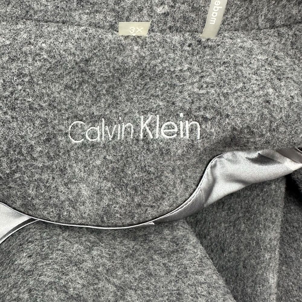 Calvin Klein Womens Coat 3X Gray Wool‎ Cashmere Blend Tailored Button Front $340 - Picture 7 of 12
